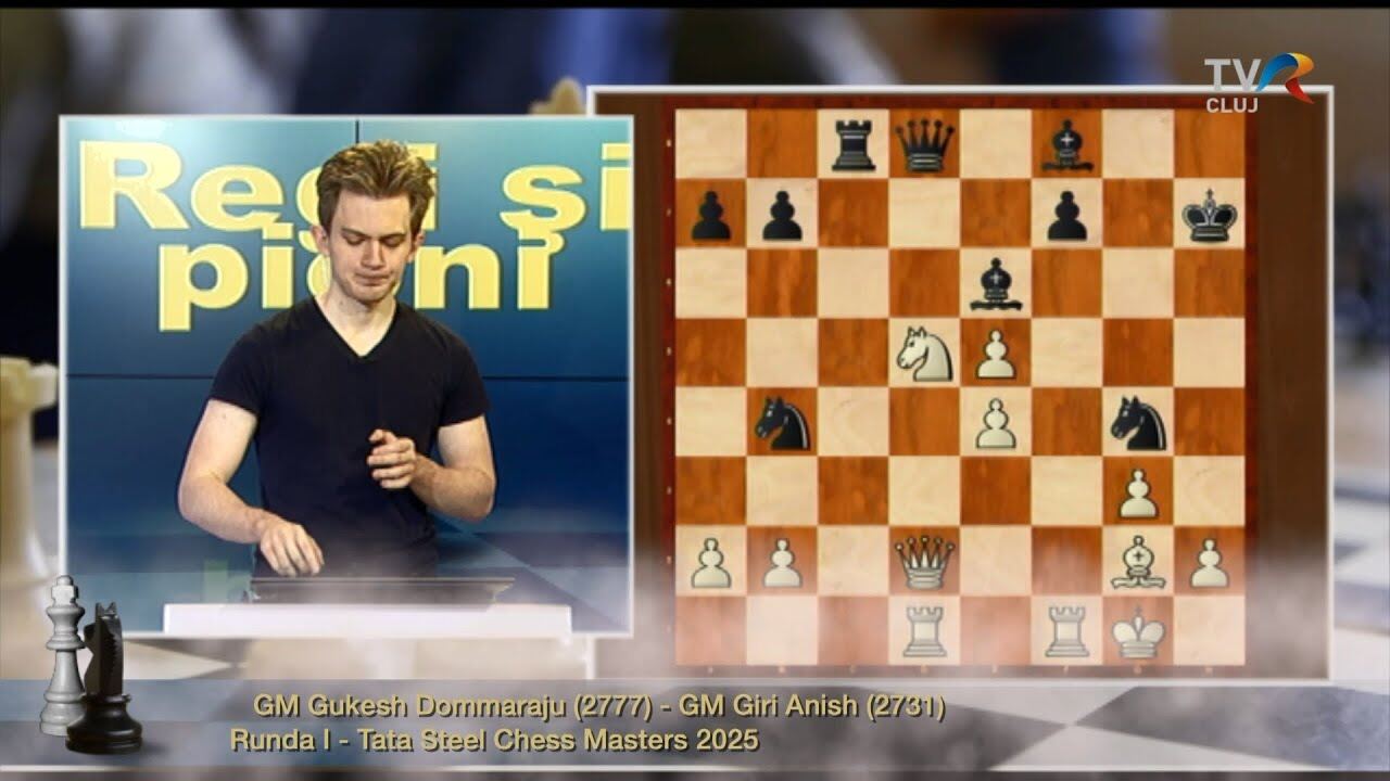 Gukesh Dommaraju - prima partida a noului campion mondial - Tata Steel Chess Masters 2025