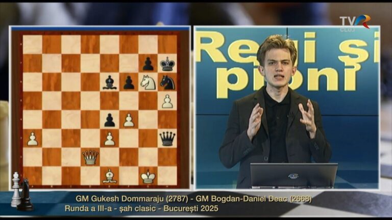 Emisiunea 410 – Grand Chess Tour București spre final/Confruntarea Bogdan Deac – campionul mondial Gukesh Dommaraju